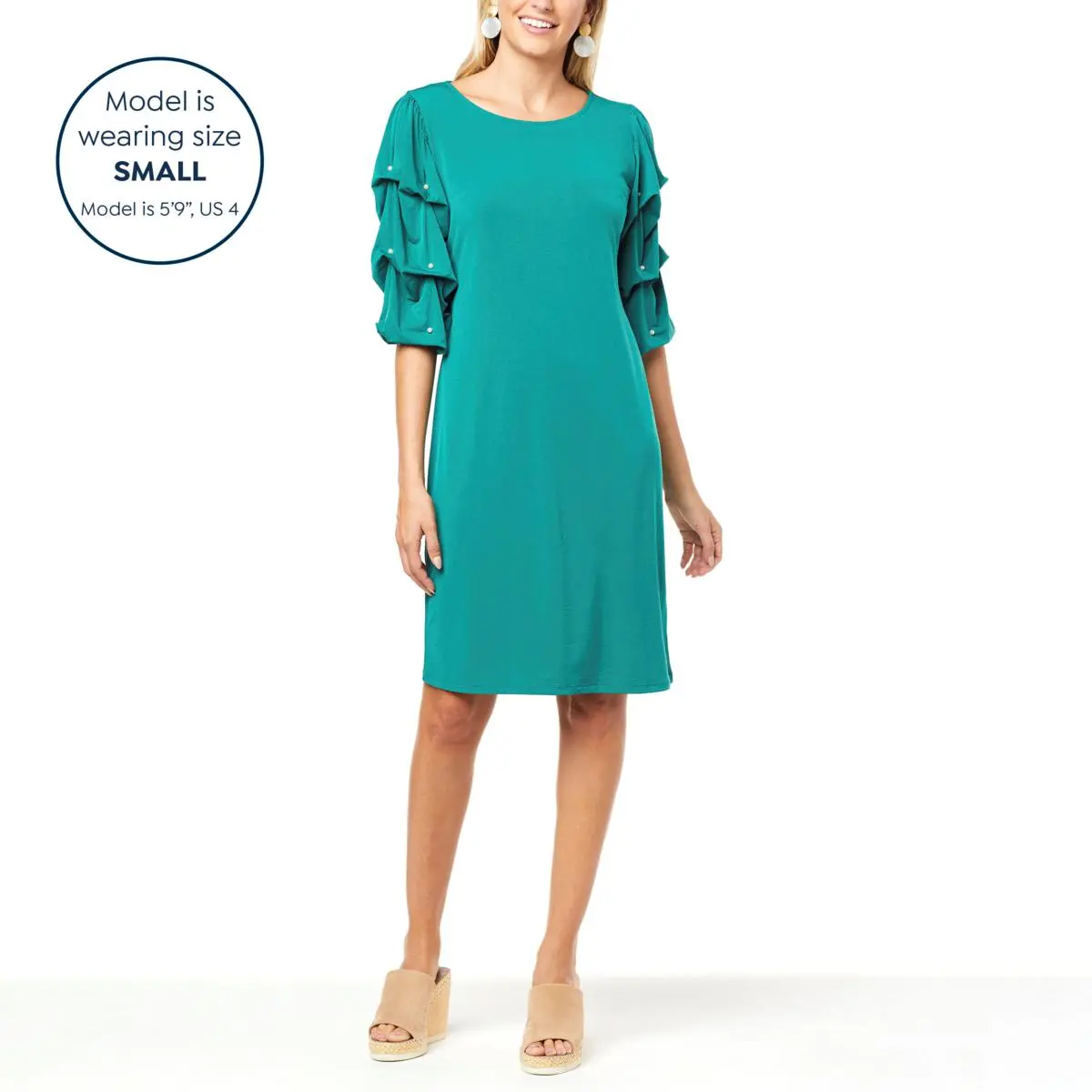 Antthony Faux Pearl-Trimmed Tiered Sleeve Sheath Dress 7 Antthony Faux Pearl-Trimmed Tiered Sleeve Sheath Dress - Image 5