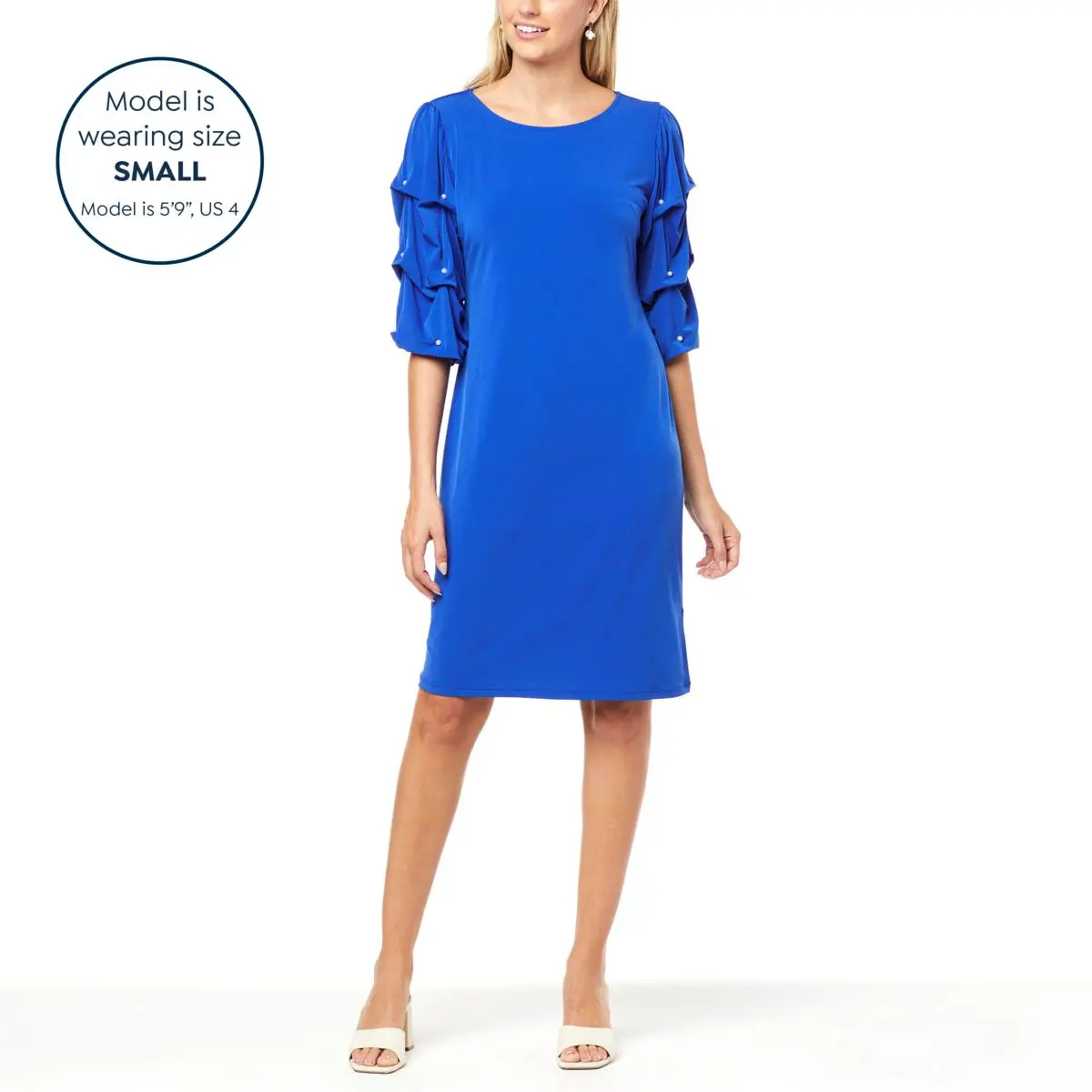 Antthony Faux Pearl-Trimmed Tiered Sleeve Sheath Dress 8 Antthony Faux Pearl-Trimmed Tiered Sleeve Sheath Dress - Image 6