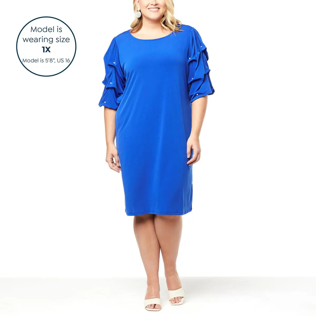 Antthony Faux Pearl-Trimmed Tiered Sleeve Sheath Dress 9 Antthony Faux Pearl-Trimmed Tiered Sleeve Sheath Dress - Image 7