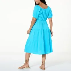 Antthony Gauze Smocked Neck Tiered Midi Dress -Dresses Shop antthony gauze smocked neck tiered midi dress d 20230425101725217831478 alt1