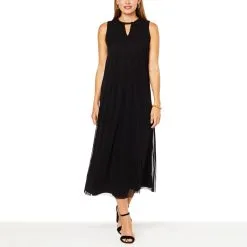 Antthony Mesh Knit Halter-Neck Maxi Dress