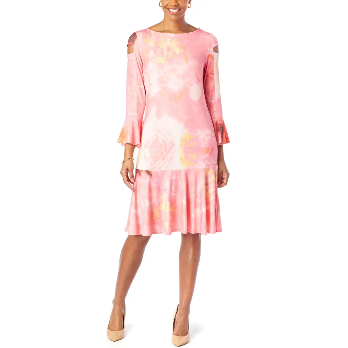 Antthony Printed Cold-Shoulder Dress 3 Antthony Printed Cold-Shoulder Dress