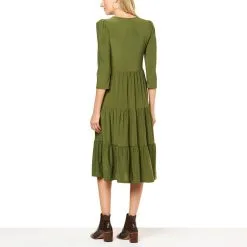 Antthony Puff-Sleeve Tiered Midi Dress -Dresses Shop antthony puff sleeve tiered midi dress d 20221129090838557812559 alt1