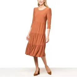 Antthony Puff-Sleeve Tiered Midi Dress
