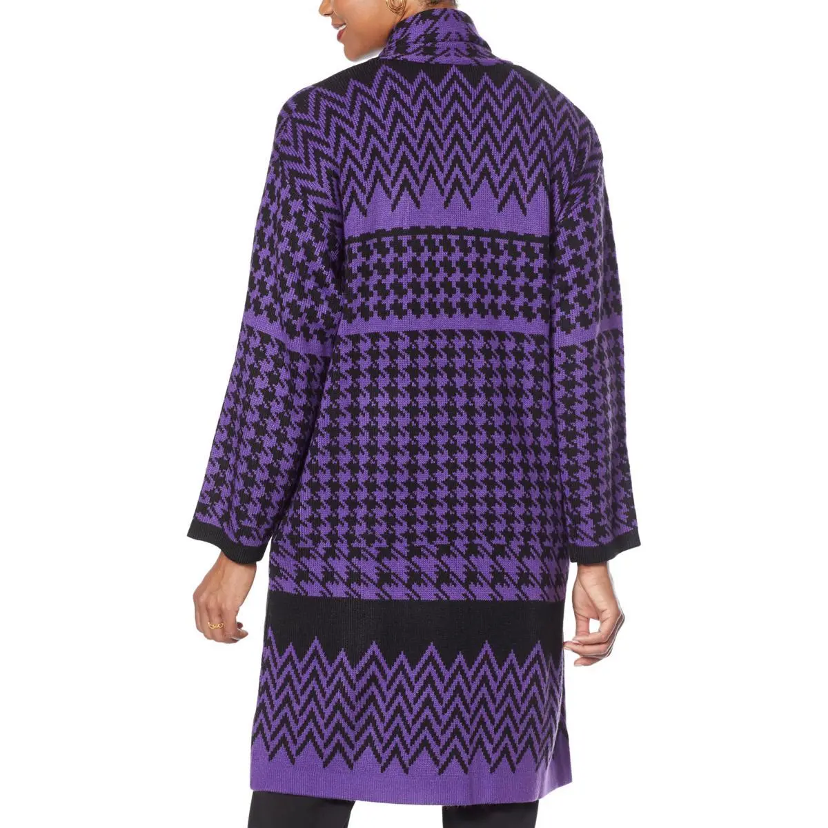 "As Is" Antthony Mixed Herringbone Sweater Coat With Scarf Neck 9 "As Is" Antthony Mixed Herringbone Sweater Coat With Scarf Neck - Image 7