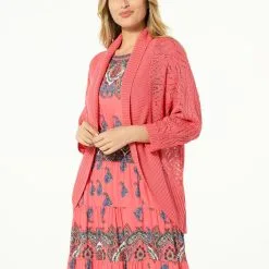 "As Is" Antthony Mixed Media Dolman-Sleeve Sweater Cardigan