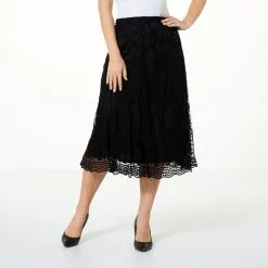 "As Is" Antthony Novelty Mesh Knit Embroidered Midi Skirt