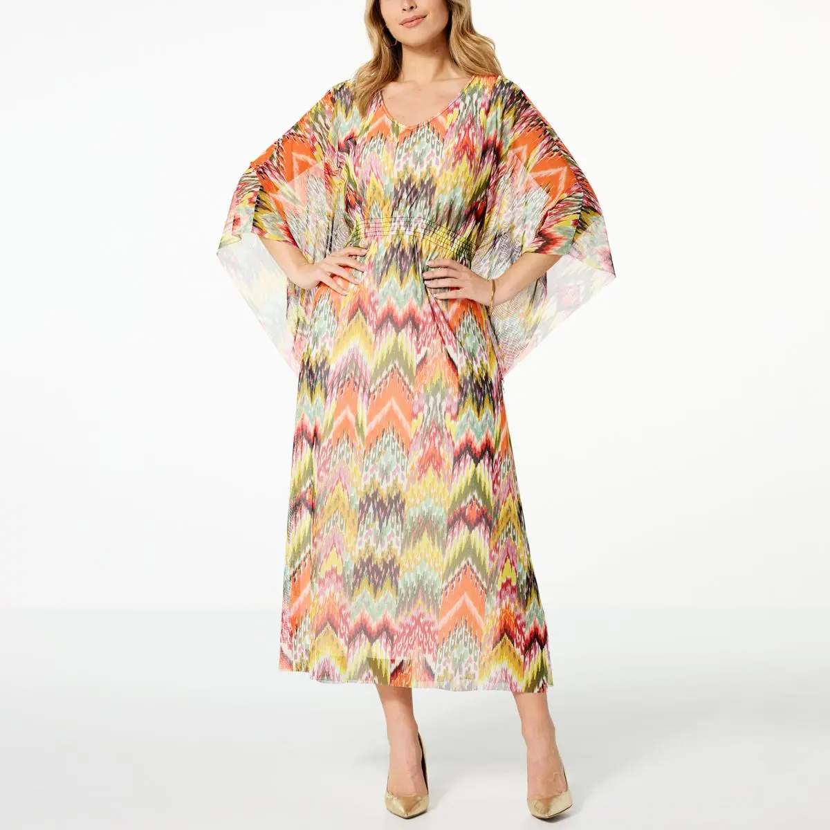 "As Is" Antthony Patio Printed Mesh Knit Maxi Dress 3 "As Is" Antthony Patio Printed Mesh Knit Maxi Dress