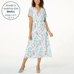 "As Is" Antthony Printed Chiffon Midi Dress -Dresses Shop as is antthony printed chiffon midi dress d 20230329155031977844075 alt10