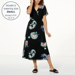 "As Is" Antthony Printed Chiffon Midi Dress -Dresses Shop as is antthony printed chiffon midi dress d 20230329155032087844075 alt12