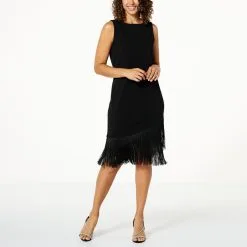 "As Is" Antthony Sleeveless Fringe-Hem Dress