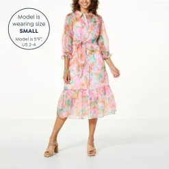 "As Is" C Wonder By Christian Siriano Organza Button-Front Midi Dress -Dresses Shop as is c wonder by christian siriano organza button fron d 20230314143818877843073 alt12