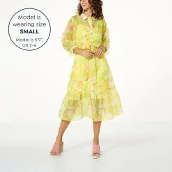 "As Is" C Wonder By Christian Siriano Organza Button-Front Midi Dress -Dresses Shop as is c wonder by christian siriano organza button fron d 20230314143819207843073 alt10