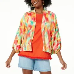"As Is" Colleen Lopez Batwing Open-Front Topper