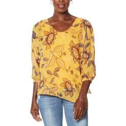 "As Is" Democracy Printed Chiffon Asymmetric Hem Top