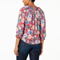 "As Is" Democracy Printed Woven Ruffle-Trim Peasant Top -Dresses Shop as is democracy printed woven ruffle trim peasant top d 2023022312462103840338 alt1