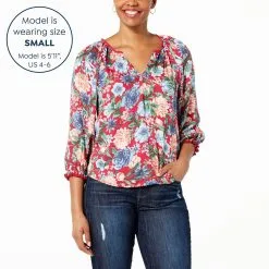 "As Is" Democracy Printed Woven Ruffle-Trim Peasant Top -Dresses Shop as is democracy printed woven ruffle trim peasant top d 2023022312462103840338 alt11