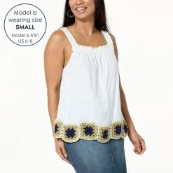 "As Is" Democracy Ruffled Edge Crochet Hem Cotton Knit Tank -Dresses Shop as is democracy ruffled edge crochet hem cotton knit ta d 20230425150032987846873 alt11