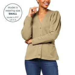 "As Is" DG2 By Diane Gilman French Terry Puff Sleeve Cardigan Jacket -Dresses Shop as is dg2 by diane gilman french terry puff sleeve card d 20230104171019473835486 alt12