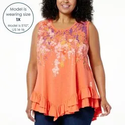 "As Is" DG2 By Diane Gilman Print Slub Knit Ruffled-Hem Tank -Dresses Shop as is dg2 by diane gilman print slub knit ruffled hem t d 20230511125018467848032 alt21