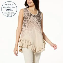 "As Is" DG2 By Diane Gilman Print Slub Knit Ruffled-Hem Tank -Dresses Shop as is dg2 by diane gilman print slub knit ruffled hem t d 2023051112501915848032 alt12