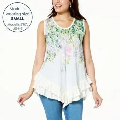 "As Is" DG2 By Diane Gilman Print Slub Knit Ruffled-Hem Tank -Dresses Shop as is dg2 by diane gilman print slub knit ruffled hem t d 20230511125019347848032 alt13