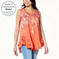 "As Is" DG2 By Diane Gilman Print Slub Knit Ruffled-Hem Tank -Dresses Shop as is dg2 by diane gilman print slub knit ruffled hem t d 20230511125019853848032 alt11