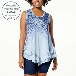 "As Is" DG2 By Diane Gilman Print Slub Knit Ruffled-Hem Tank -Dresses Shop as is dg2 by diane gilman print slub knit ruffled hem t d 20230511125020407848032 alt10