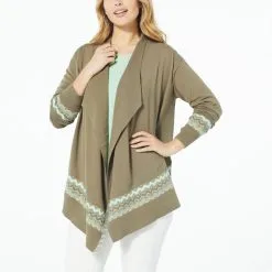 "As Is" DG2 By Diane Gilman SoftEase Knit Waterfall Sweater Cardigan