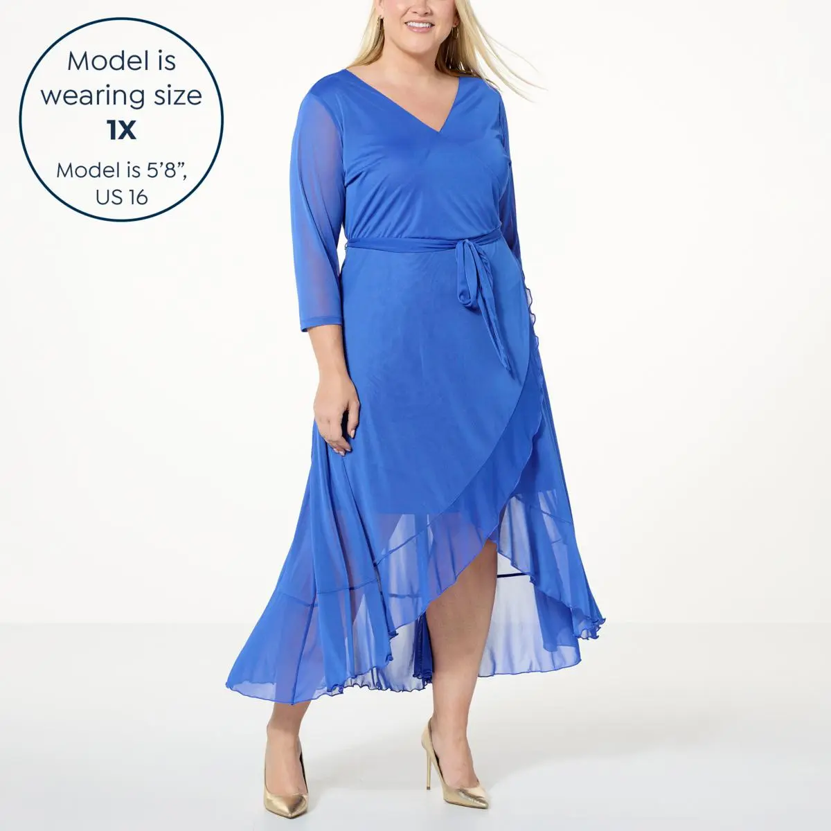 "As Is" G By Giuliana Aria Mesh Knit Tulip-Hem Wrap Midi Dress 5 "As Is" G By Giuliana Aria Mesh Knit Tulip-Hem Wrap Midi Dress - Image 3