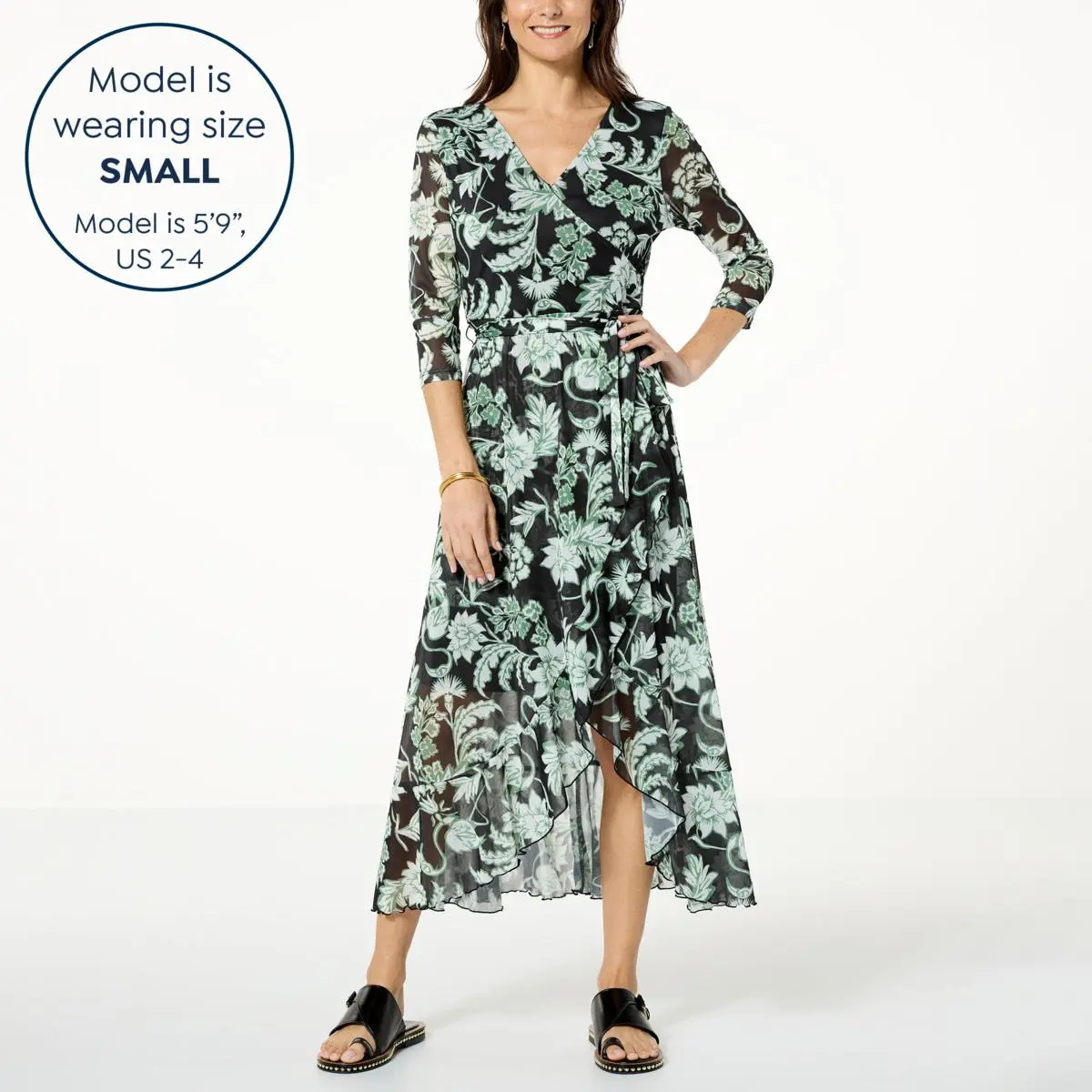 "As Is" G By Giuliana Aria Mesh Knit Tulip-Hem Wrap Midi Dress 4 "As Is" G By Giuliana Aria Mesh Knit Tulip-Hem Wrap Midi Dress - Image 2