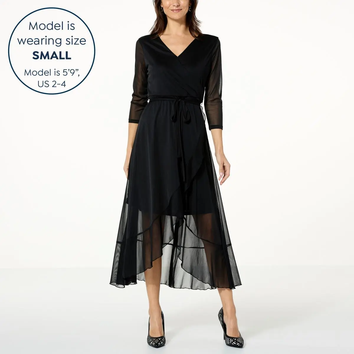 "As Is" G By Giuliana Aria Mesh Knit Tulip-Hem Wrap Midi Dress 9 "As Is" G By Giuliana Aria Mesh Knit Tulip-Hem Wrap Midi Dress - Image 7