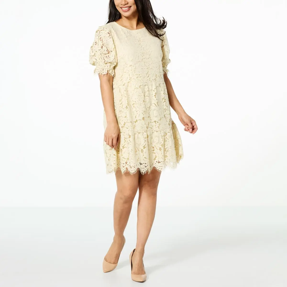 "As Is" G By Giuliana Black Label Lace Tiered Dress 3 "As Is" G By Giuliana Black Label Lace Tiered Dress