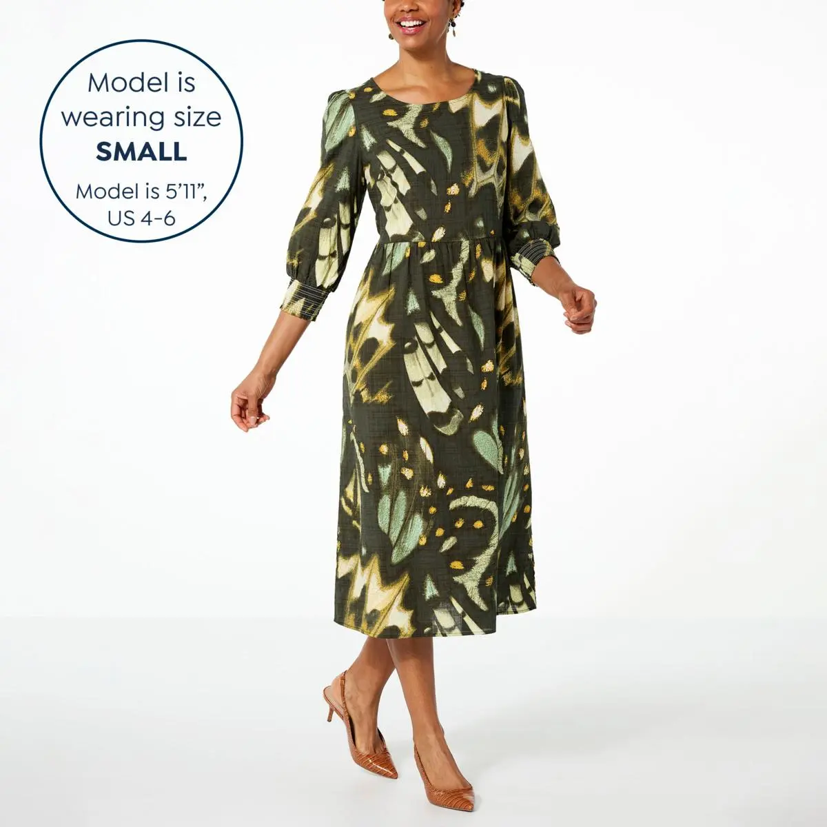 "As Is" G By Giuliana Butterfly Print Cotton-Blend Flowy Midi Dress 5 "As Is" G By Giuliana Butterfly Print Cotton-Blend Flowy Midi Dress - Image 3