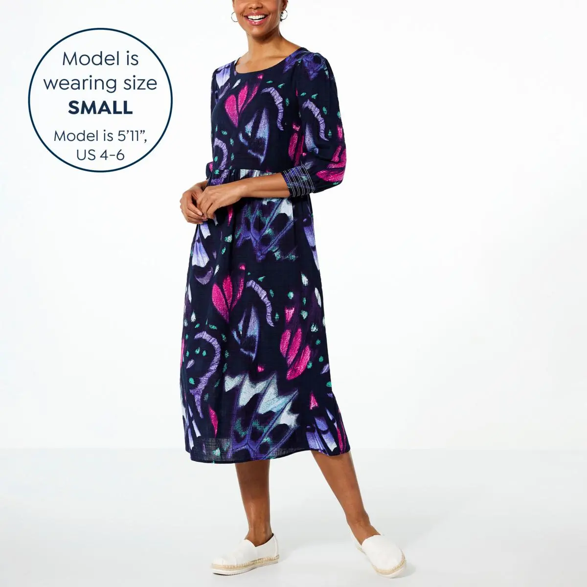 "As Is" G By Giuliana Butterfly Print Cotton-Blend Flowy Midi Dress 6 "As Is" G By Giuliana Butterfly Print Cotton-Blend Flowy Midi Dress - Image 4