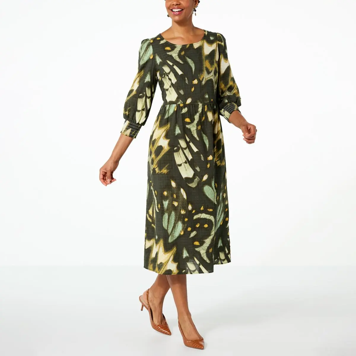 "As Is" G By Giuliana Butterfly Print Cotton-Blend Flowy Midi Dress 3 "As Is" G By Giuliana Butterfly Print Cotton-Blend Flowy Midi Dress