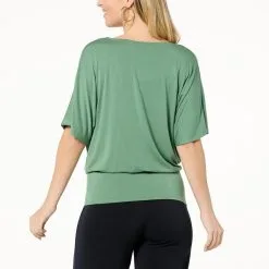 "As Is" IMAN Global Chic Draped V-neck Top -Dresses Shop as is iman global chic draped v neck top d 2023031012281563841976 alt1