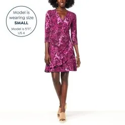 "As Is" IMAN Global Chic Faux Wrap-Front Dress With Ruffle Detail -Dresses Shop as is iman global chic faux wrap front dress with ruffl d 20220826120500543822219 alt11