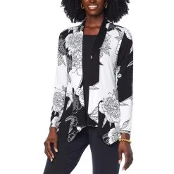 "As Is" IMAN Global Chic Long Sleeve Angled Hem Topper