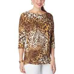 "As Is" IMAN Global Chic Printed Dolman-Sleeve Top