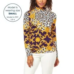 "As Is" IMAN Global Chic Printed Turtleneck With Shirred Detail -Dresses Shop as is iman global chic printed turtleneck with shirred d 202209211118409825464 alt10