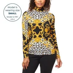 "As Is" IMAN Global Chic Printed Turtleneck With Shirred Detail -Dresses Shop as is iman global chic printed turtleneck with shirred d 20220921111845107825464 alt13