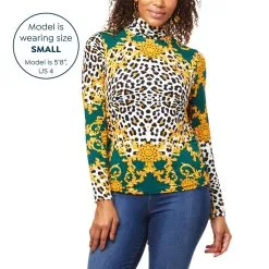 "As Is" IMAN Global Chic Printed Turtleneck With Shirred Detail -Dresses Shop as is iman global chic printed turtleneck with shirred d 2022092111184573825464 alt11