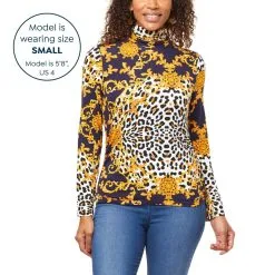 "As Is" IMAN Global Chic Printed Turtleneck With Shirred Detail -Dresses Shop as is iman global chic printed turtleneck with shirred d 20220921111851543825464 alt14