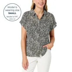 "As Is" Jaclyn Smith Short-Sleeve Cuffed Button-Front Shirt -Dresses Shop as is jaclyn smith short sleeve cuffed button front shi d 20230109135655093835913 alt10