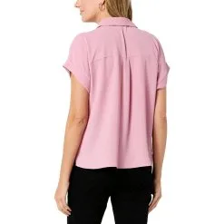 "As Is" Jaclyn Smith Short-Sleeve Cuffed Button-Front Shirt -Dresses Shop as is jaclyn smith short sleeve cuffed button front shi d 2023010913565619835913 alt1