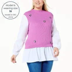 "As Is" Jaclyn Smith Sweater Vest Blouse -Dresses Shop as is jaclyn smith sweater vest blouse d 2023040414360589844739 alt21