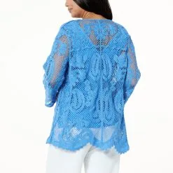 "As Is" Nina Leonard 3/4-Sleeve Open Front Crochet Cardigan -Dresses Shop as is nina leonard 34 sleeve open front crochet cardiga d 20230227161412243840824 alt1