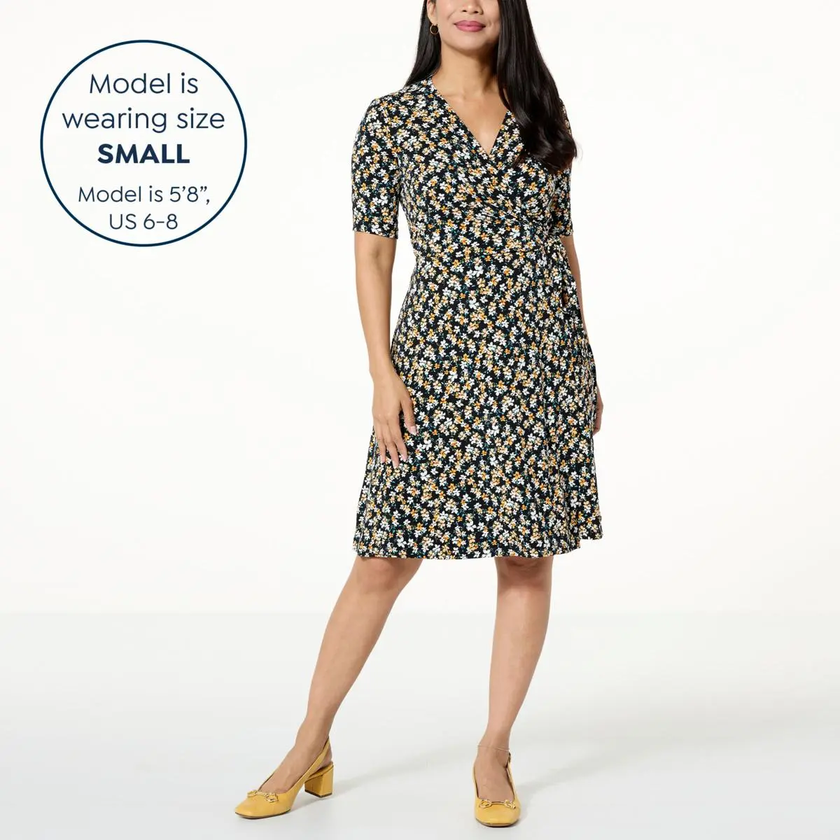 "As Is" Nina Leonard Elbow-Sleeve Wrap Dress 8 "As Is" Nina Leonard Elbow-Sleeve Wrap Dress - Image 6