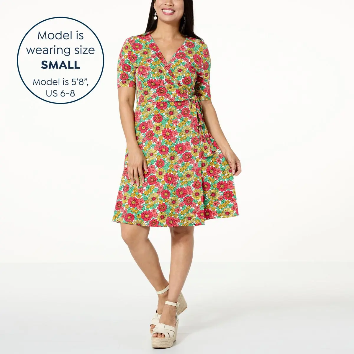 "As Is" Nina Leonard Elbow-Sleeve Wrap Dress 7 "As Is" Nina Leonard Elbow-Sleeve Wrap Dress - Image 5